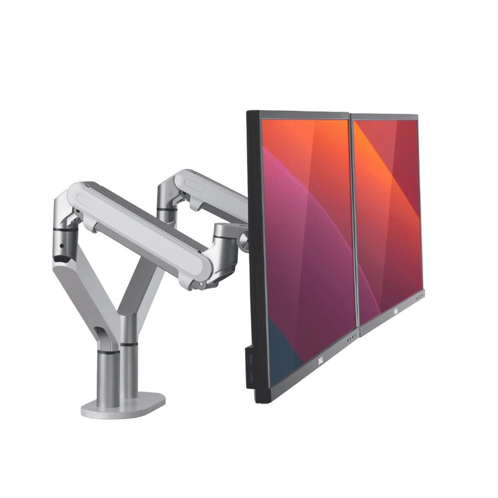 Alberenz® Bras Double pour Moniteur avec Ressort à Gaz Argent
