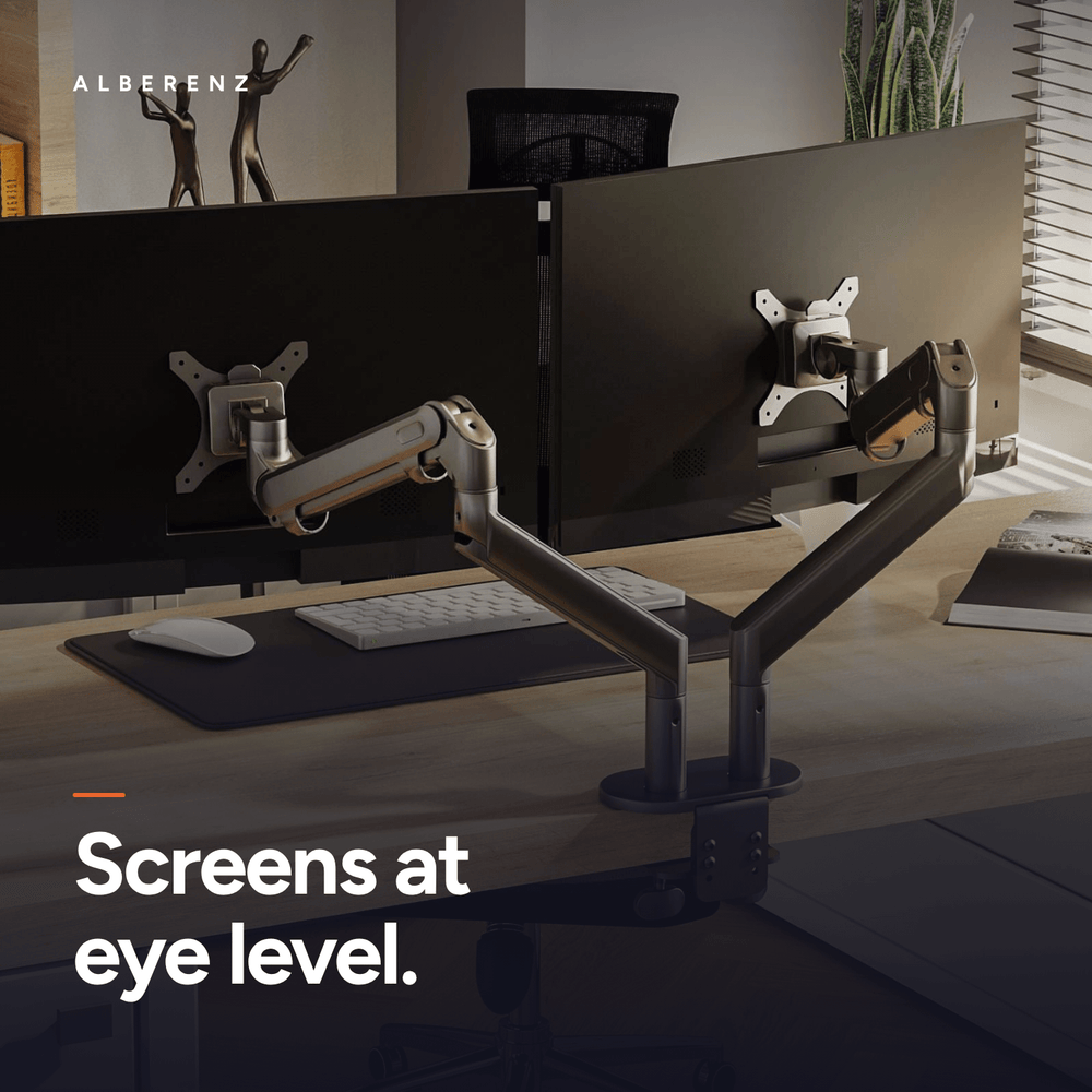 Alberenz® Dubbele Monitorarm Met Gasveer Donkergrijs
