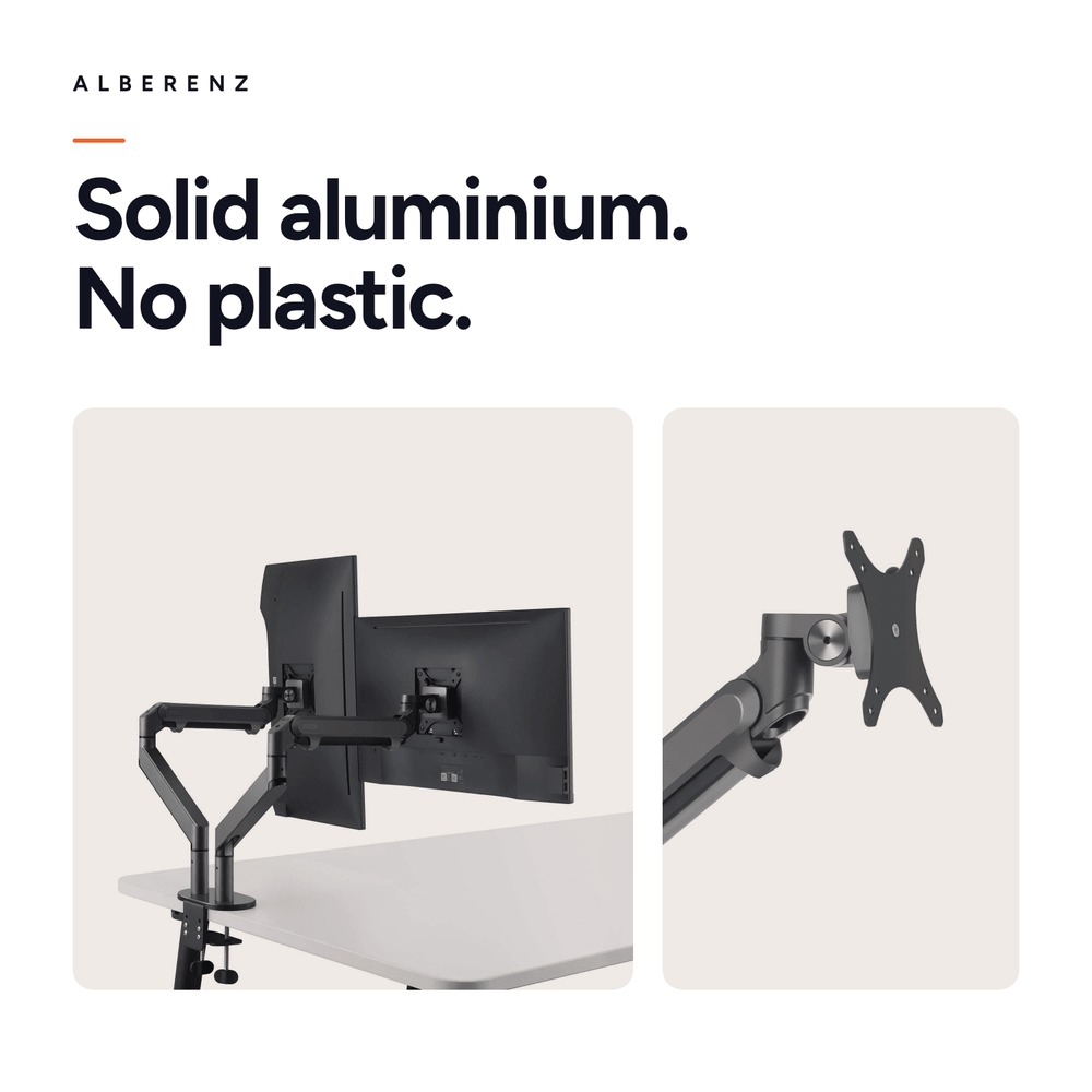 Alberenz® Dubbele Monitorarm Met Gasveer Donkergrijs