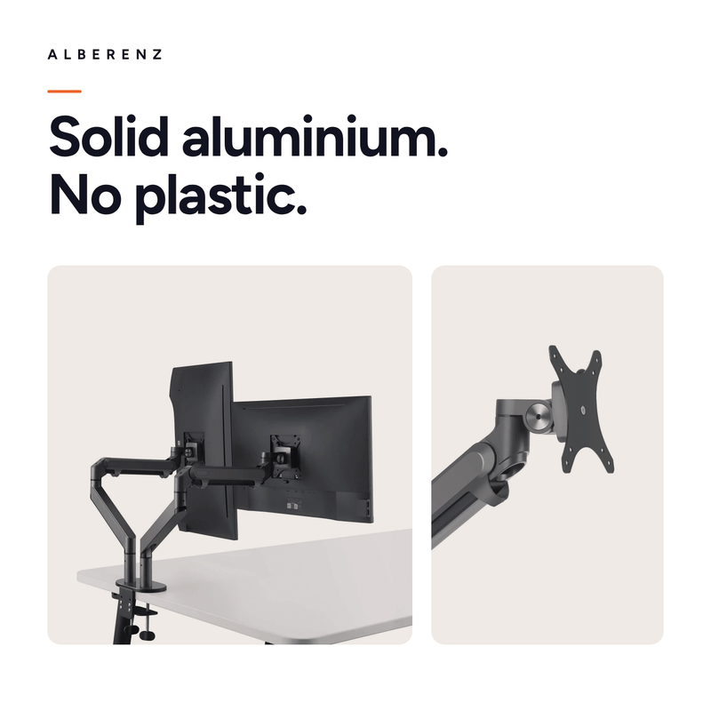 Alberenz® Dubbele Monitorarm Met Gasveer Donkergrijs