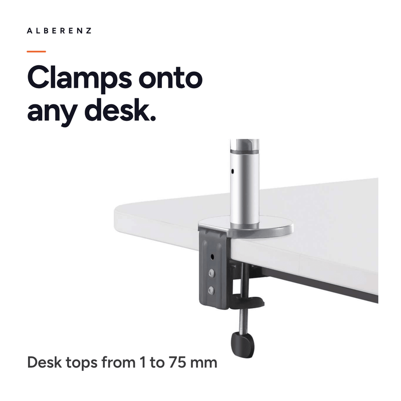 Alberenz® Enkele Monitorarm Gasveer Zilver