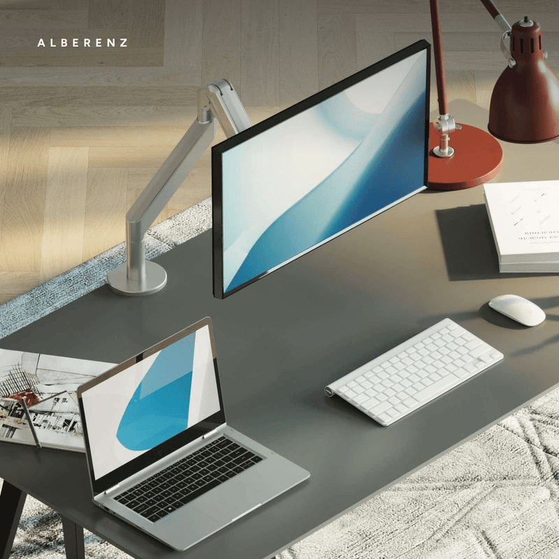 Alberenz® Enkele Monitorarm Gasveer Zilver