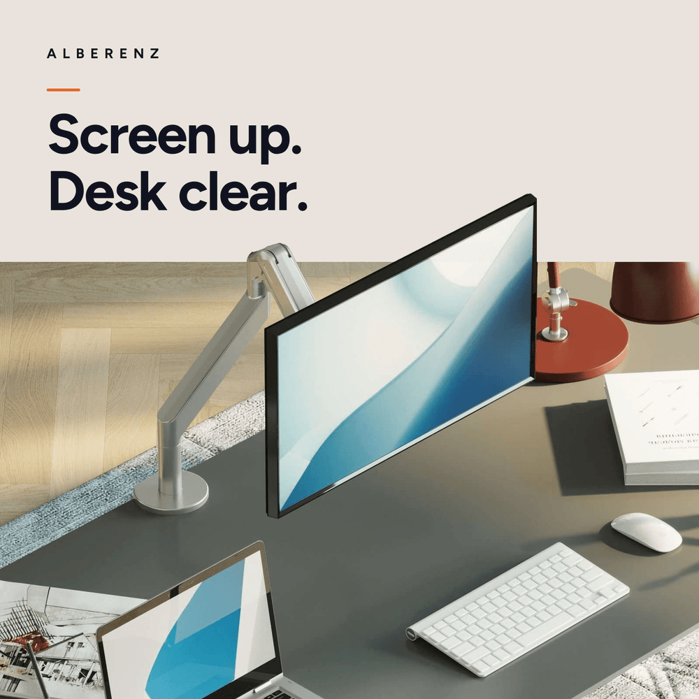 Alberenz® Enkele Monitorarm Gasveer Zilver