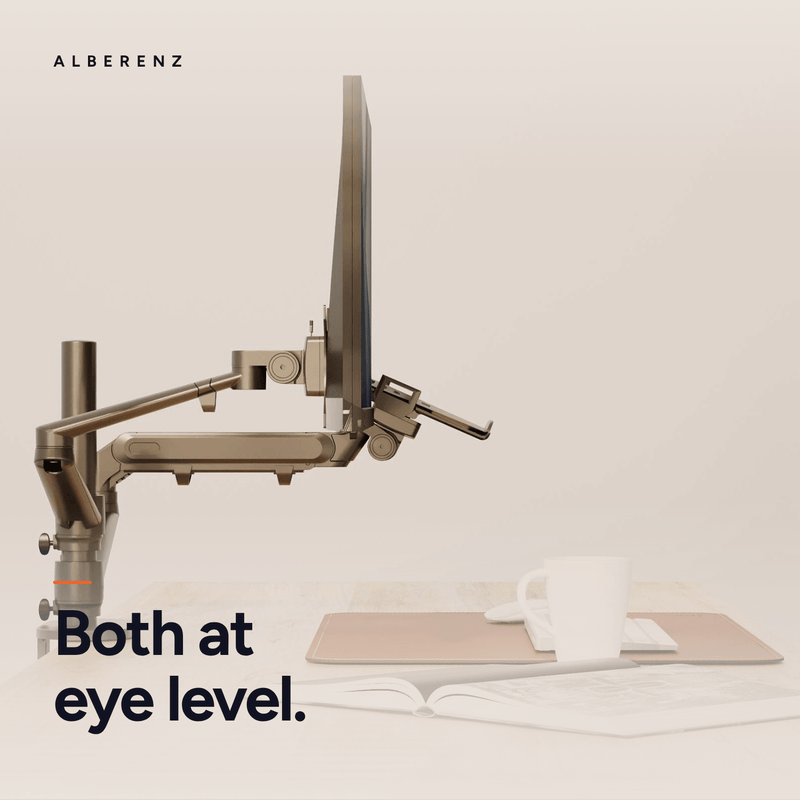 Bras pour moniteur d'ordinateur portable Alberenz® avec ressort à gaz noir