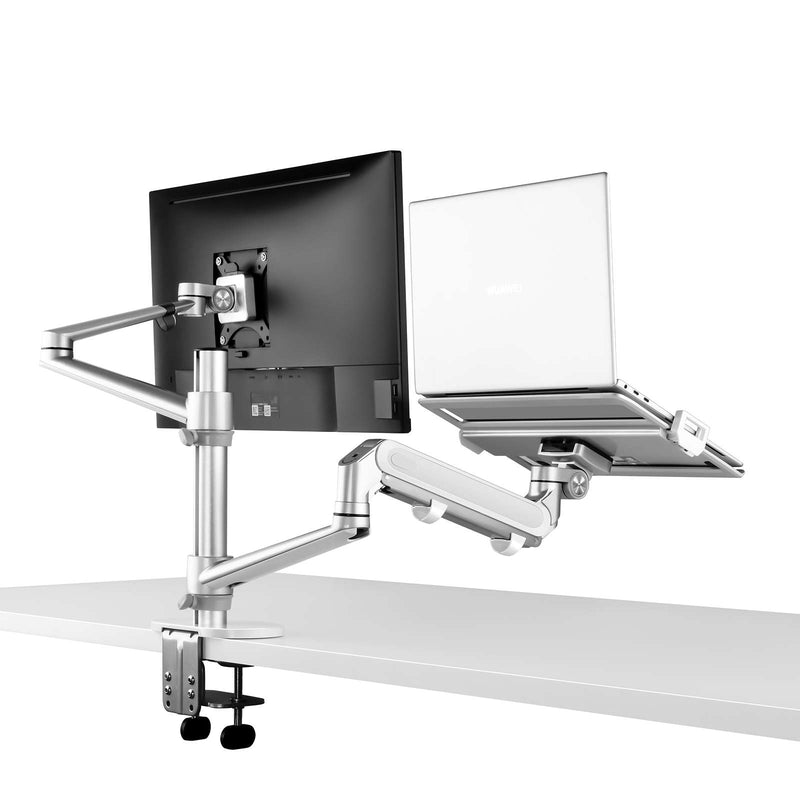 Bras pour moniteur d'ordinateur portable Alberenz® avec ressort à gaz argenté