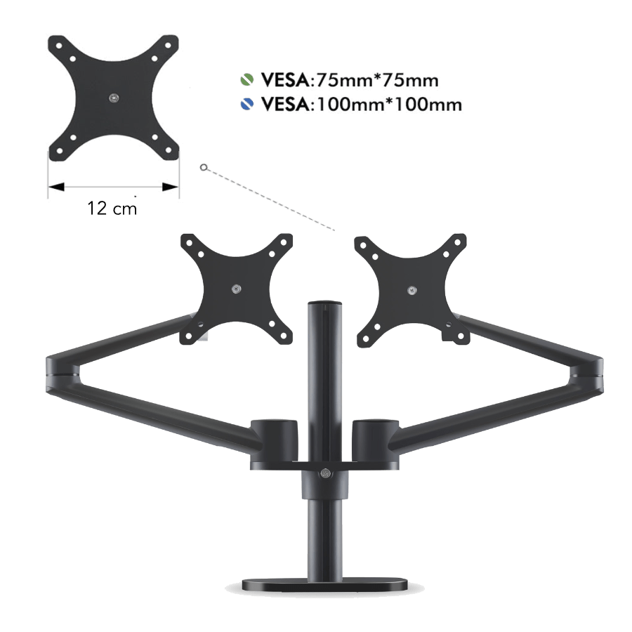 Alberenz Monitor Mount for 2 Screens Black - Alberenz -