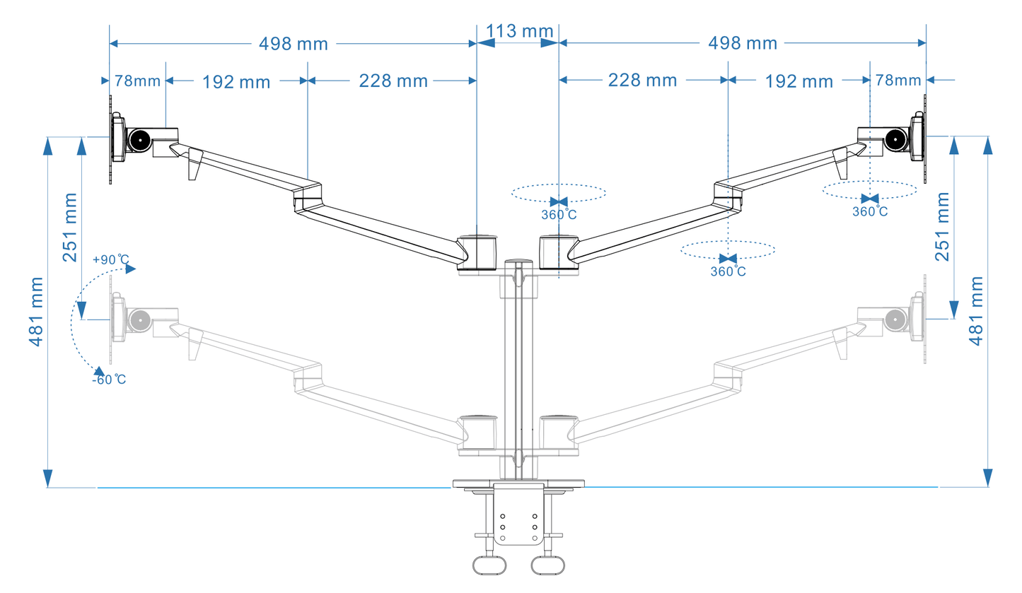 Alberenz® Monitor Mount for 2 Screens Black - Alberenz -
