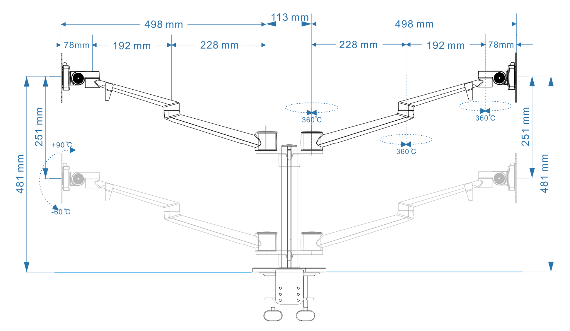 Alberenz® Monitor Mount for 2 Screens Black - Alberenz -