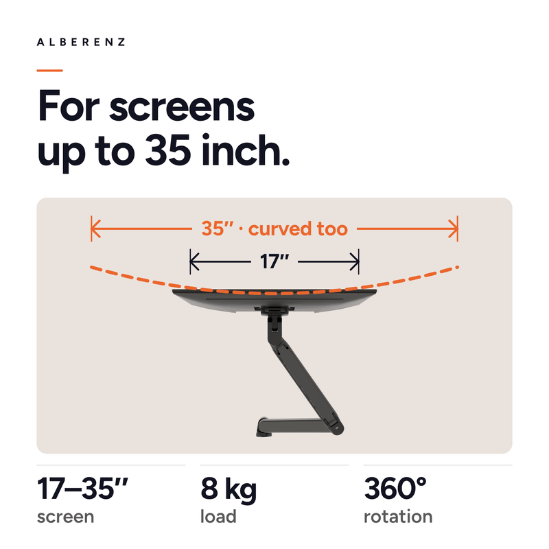 Alberenz® Monitorbeugel Wand Gasveer Donkergrijs