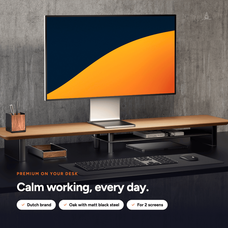 Alberenz® Eiken Houten Monitorverhoger - 2 Monitoren