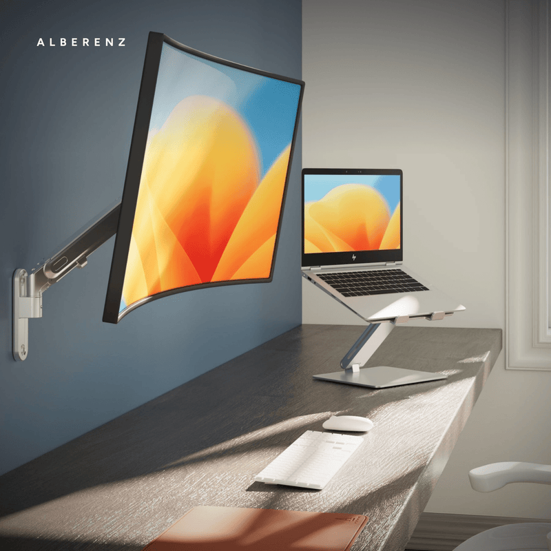 Alberenz® Monitorbeugel Wand Gasveer Zilver