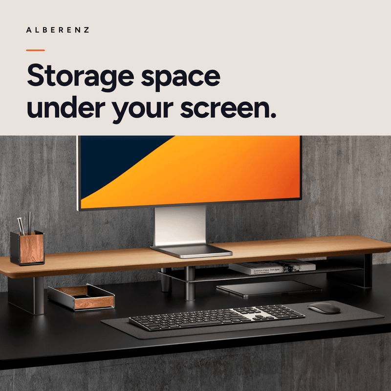 Alberenz® Oak Wooden Monitor Riser - 2 Monitors