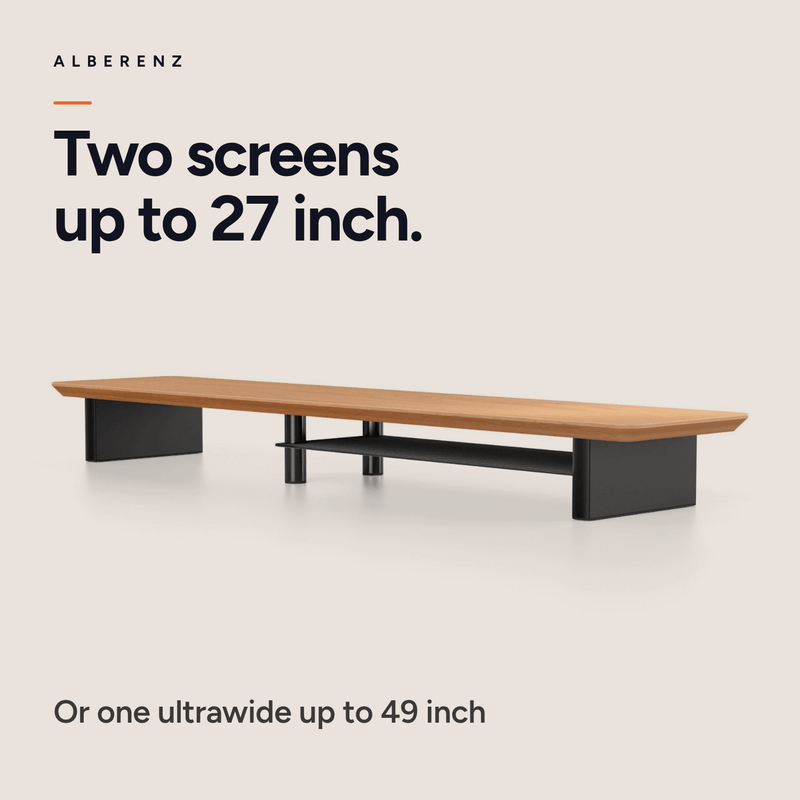 Alberenz® Oak Wooden Monitor Riser - 2 Monitors