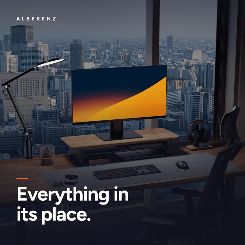 Alberenz® Oak Wooden Monitor Riser - 1 Monitor