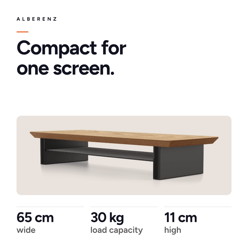 Alberenz® Oak Wooden Monitor Riser - 1 Monitor