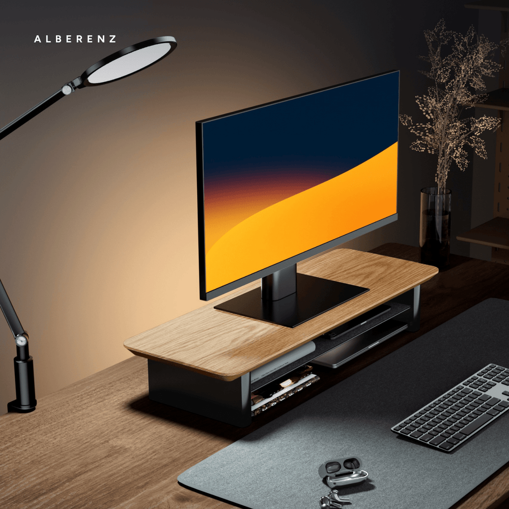 Alberenz® Oak Wooden Monitor Riser - 1 Monitor