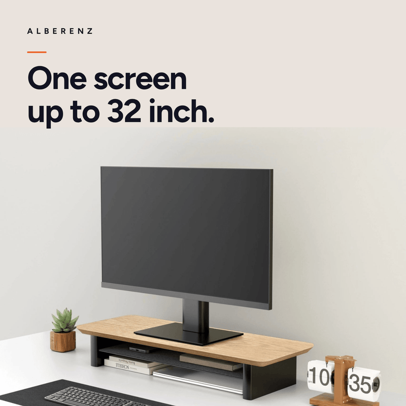 Alberenz® Oak Wooden Monitor Riser - 1 Monitor