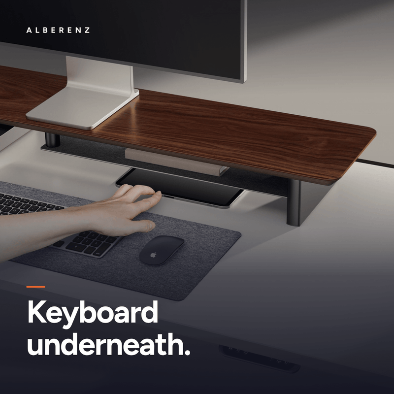 Alberenz® Walnut Wooden Monitor Riser - 2 Monitors