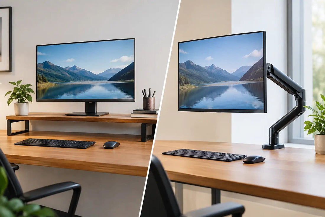 Desk Shelf vs Monitor Arm for Better Work - Alberenz