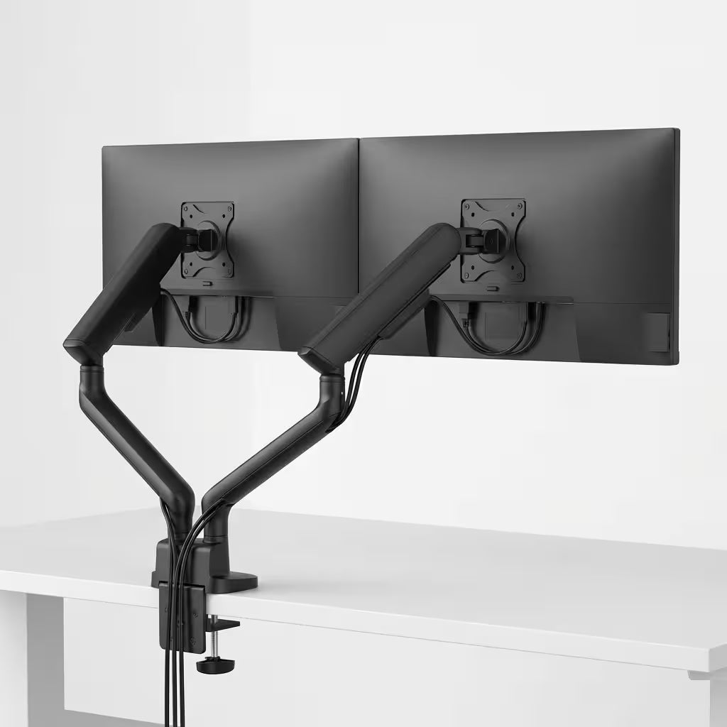 Support double moniteur Alberenz à ressort à gaz - Jusqu'à 35" - Avec USB - Noir