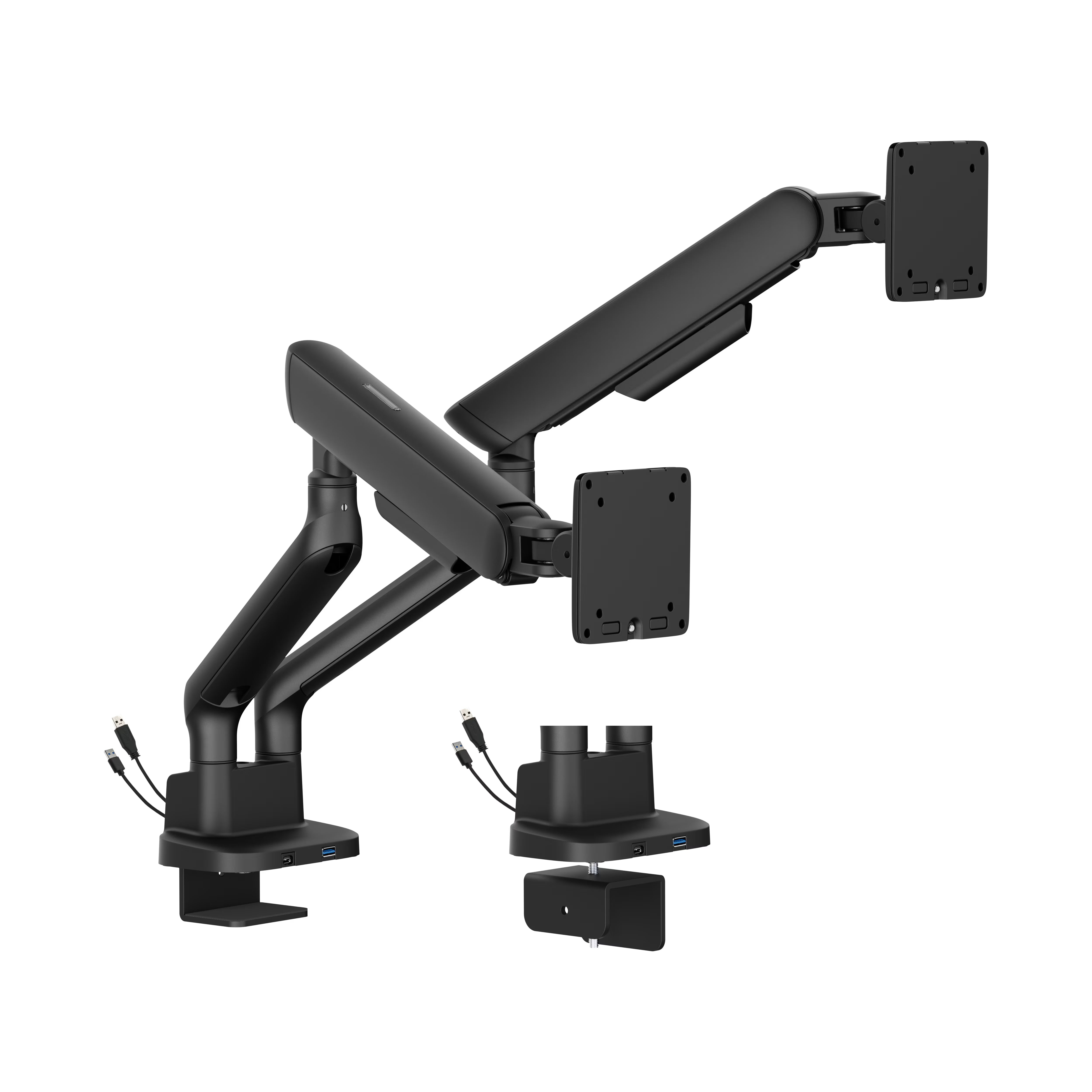 Support double moniteur Alberenz à ressort à gaz - Jusqu'à 35" - Avec USB - Noir