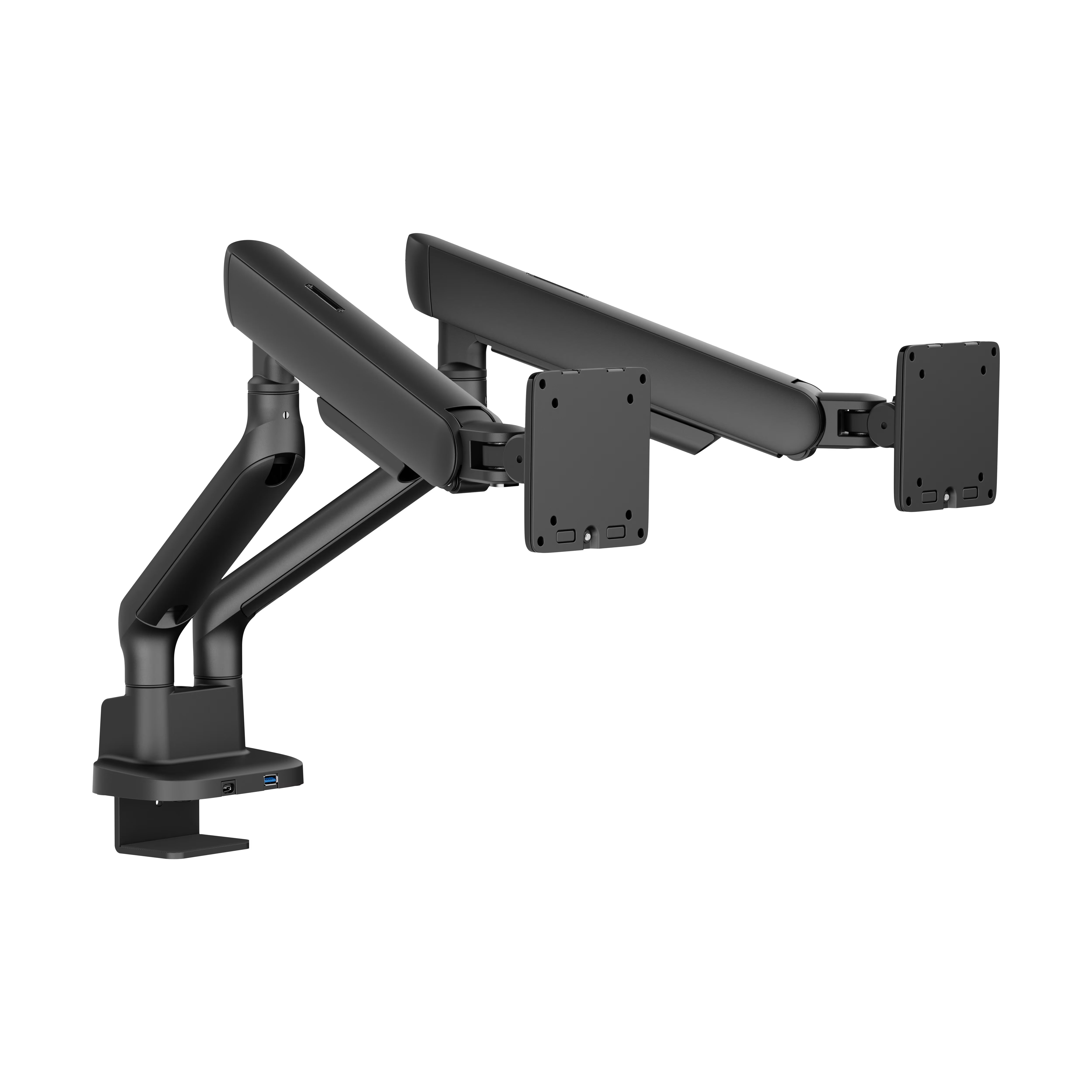 Support double moniteur Alberenz à ressort à gaz - Jusqu'à 35" - Avec USB - Noir