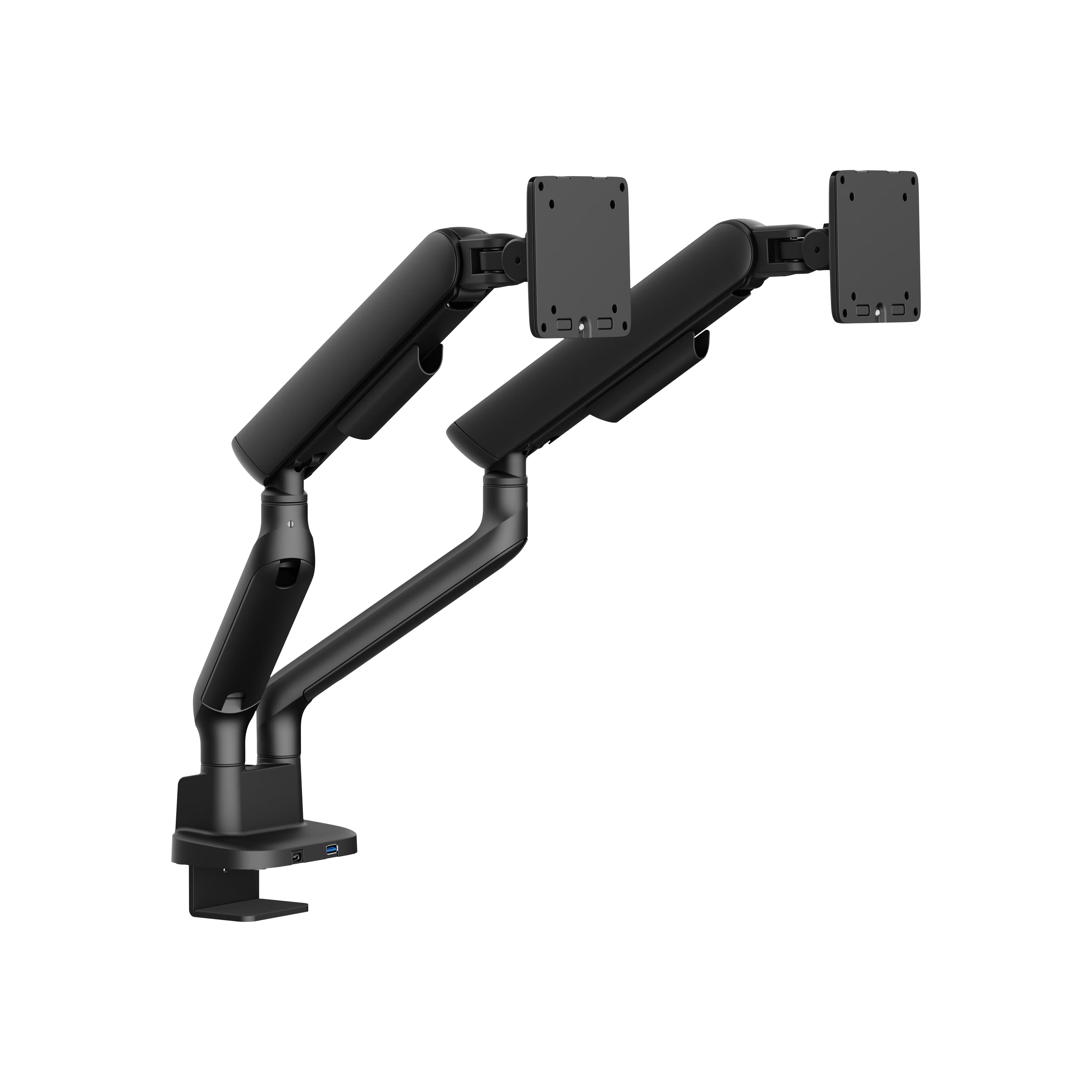 Support double moniteur Alberenz à ressort à gaz - Jusqu'à 35" - Avec USB - Noir