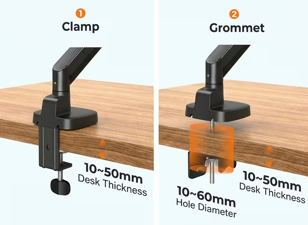 Support double moniteur Alberenz à ressort à gaz - Jusqu'à 35" - Avec USB - Noir