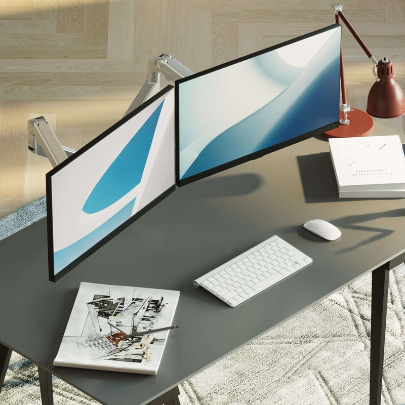 Alberenz® Bras Double pour Moniteur avec Ressort à Gaz Argent