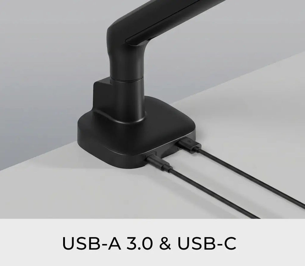 Bras de moniteur simple Alberenz à ressort à gaz - Jusqu'à 40 pouces - avec USB - Noir