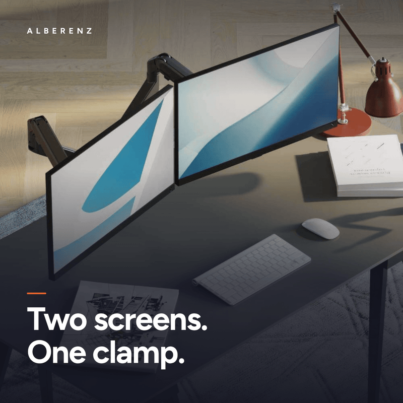 Alberenz® Dubbele Monitorarm Met Gasveer Donkergrijs
