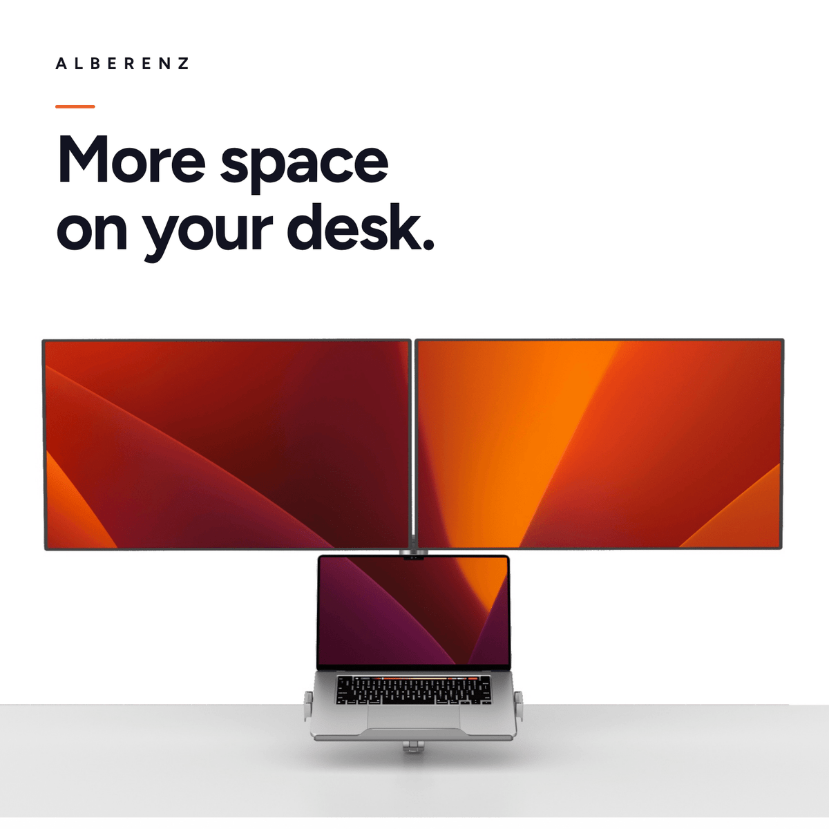 Alberenz dual monitor arm with laptop tray, silver: more space on your desk
