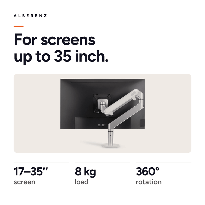 Alberenz® Enkele Monitorarm Gasveer Zilver