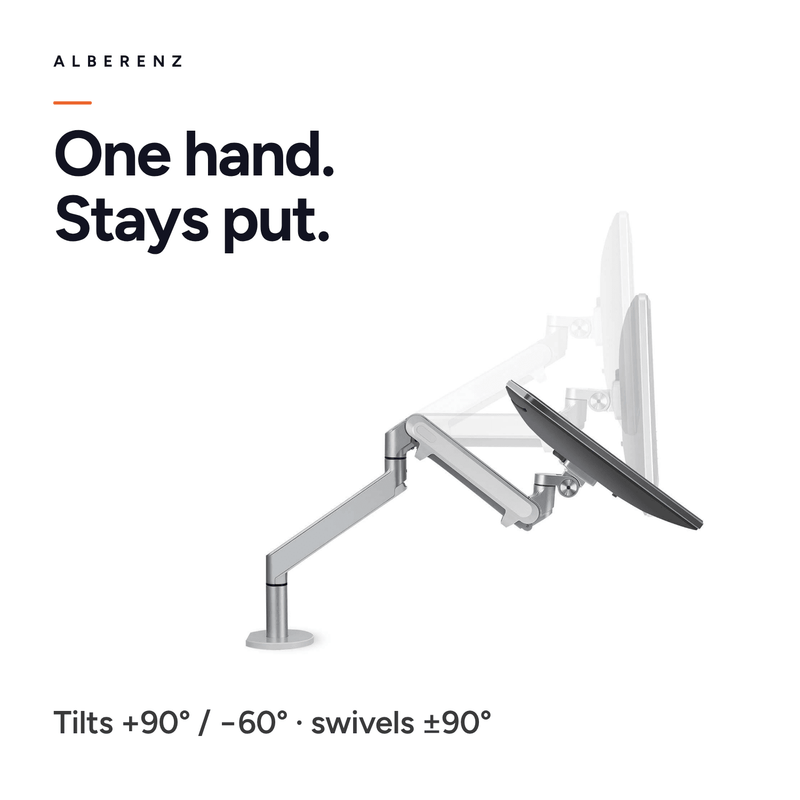 Alberenz® Enkele Monitorarm Gasveer Zilver