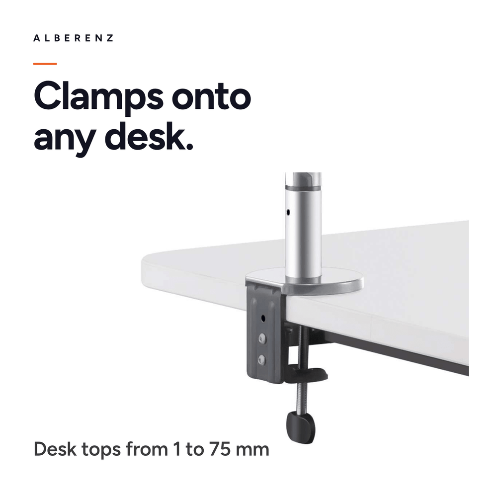 Alberenz® Enkele Monitorarm Gasveer Zilver