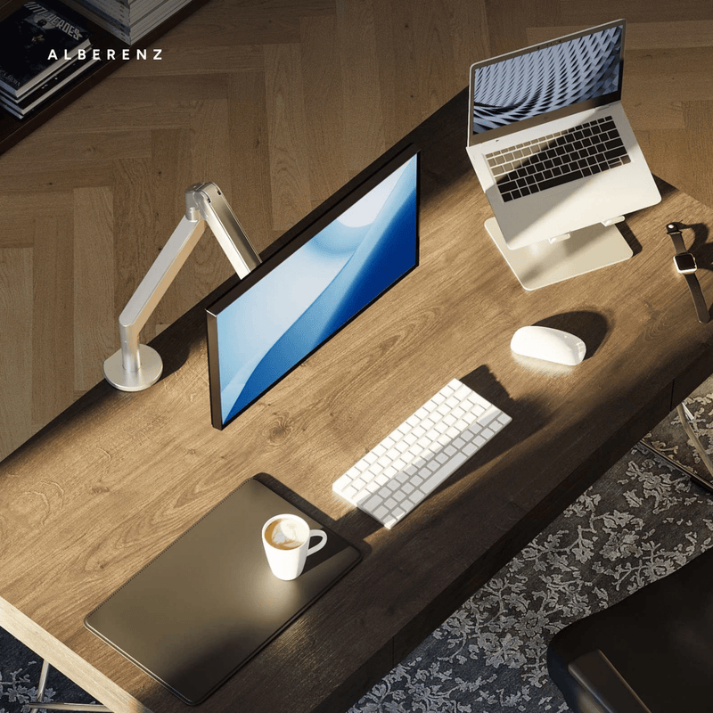 Alberenz® Enkele Monitorarm Gasveer Zilver