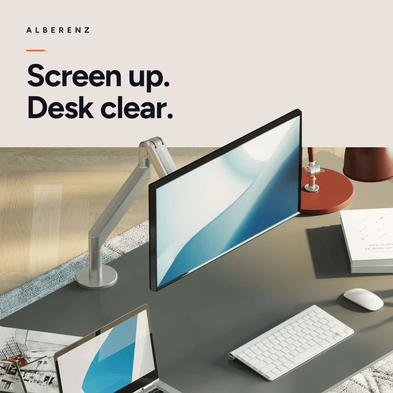 Alberenz® Enkele Monitorarm Gasveer Zilver