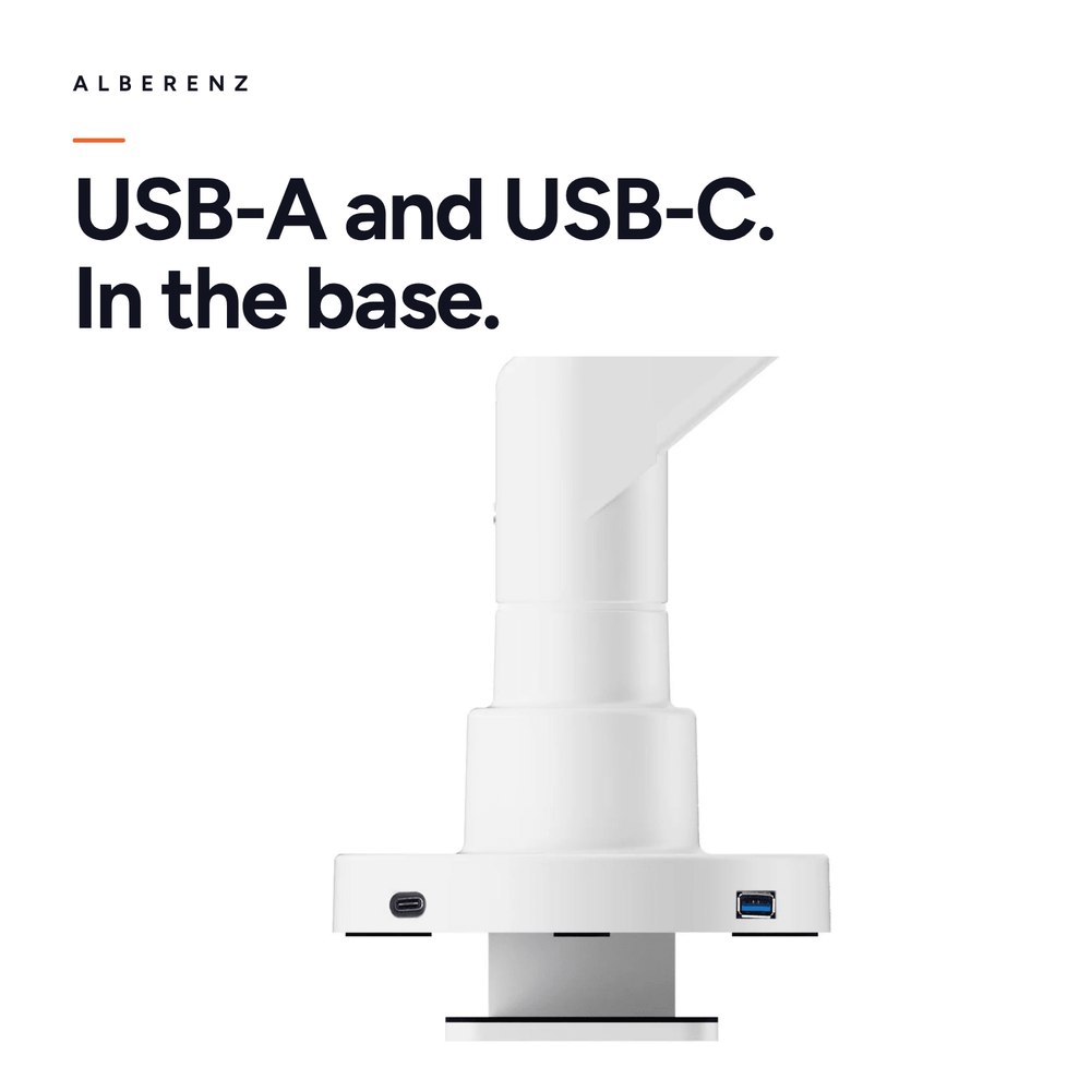 Alberenz® Support d'Écran à Vérin à Gaz Robuste Blanc (jusqu'à 57 pouces)