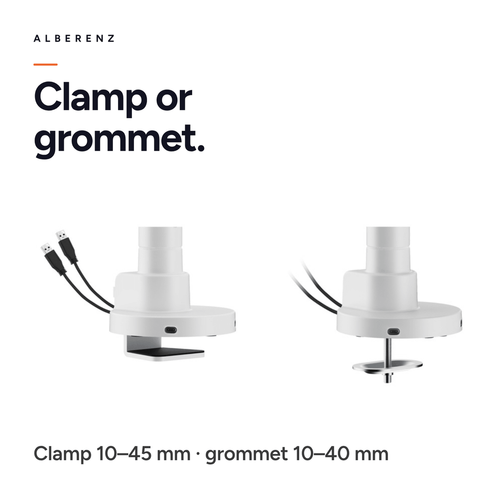 Alberenz® Support d'Écran à Vérin à Gaz Robuste Blanc (jusqu'à 57 pouces)