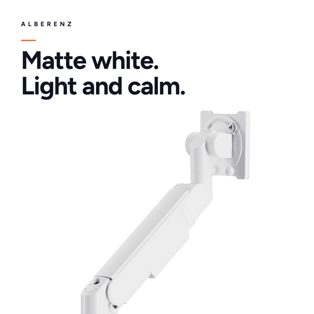 Alberenz® Support d'Écran à Vérin à Gaz Robuste Blanc (jusqu'à 57 pouces)