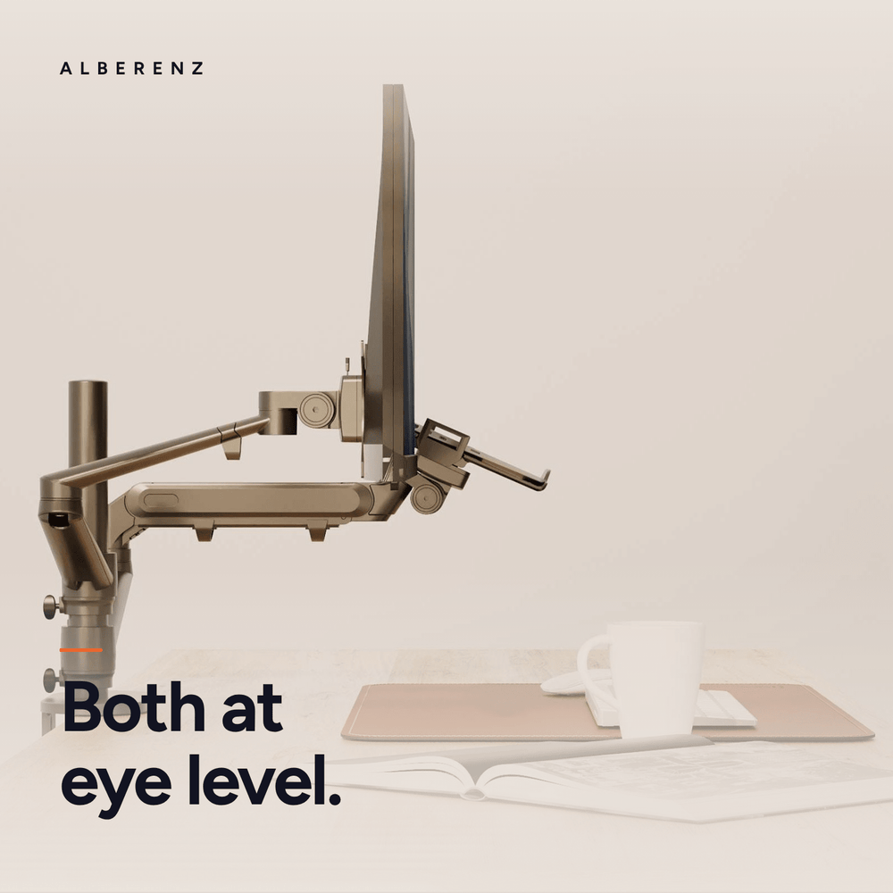 Bras pour moniteur d'ordinateur portable Alberenz® avec ressort à gaz noir