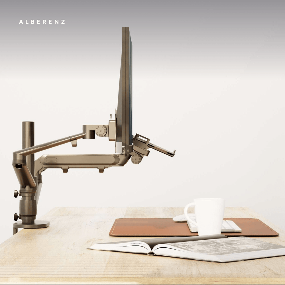 Bras pour moniteur d'ordinateur portable Alberenz® avec ressort à gaz noir