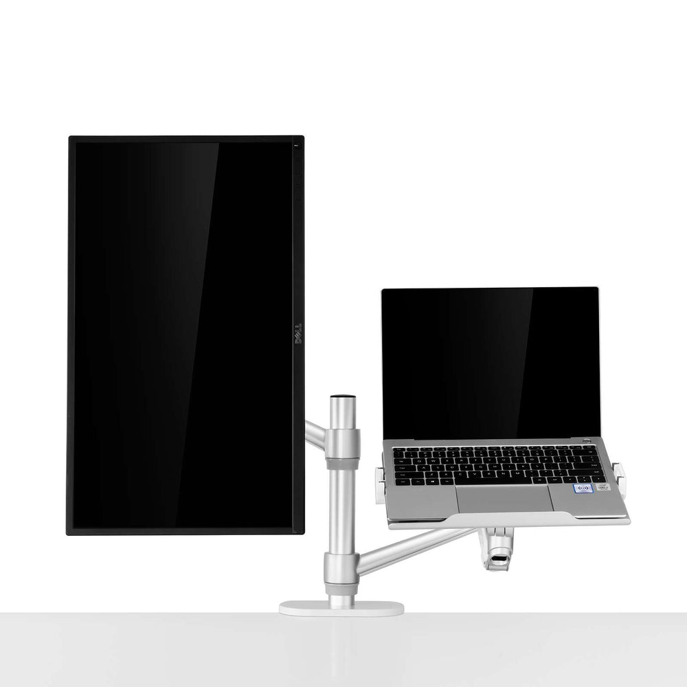 Bras pour moniteur d'ordinateur portable Alberenz® avec ressort à gaz argenté