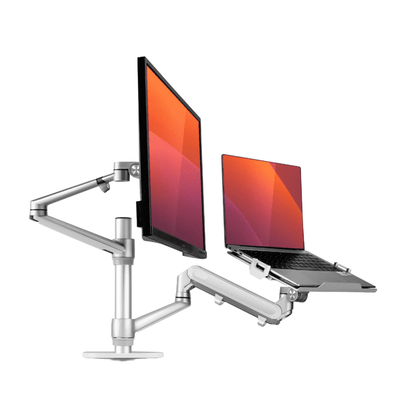 Bras pour moniteur d'ordinateur portable Alberenz® avec ressort à gaz argenté