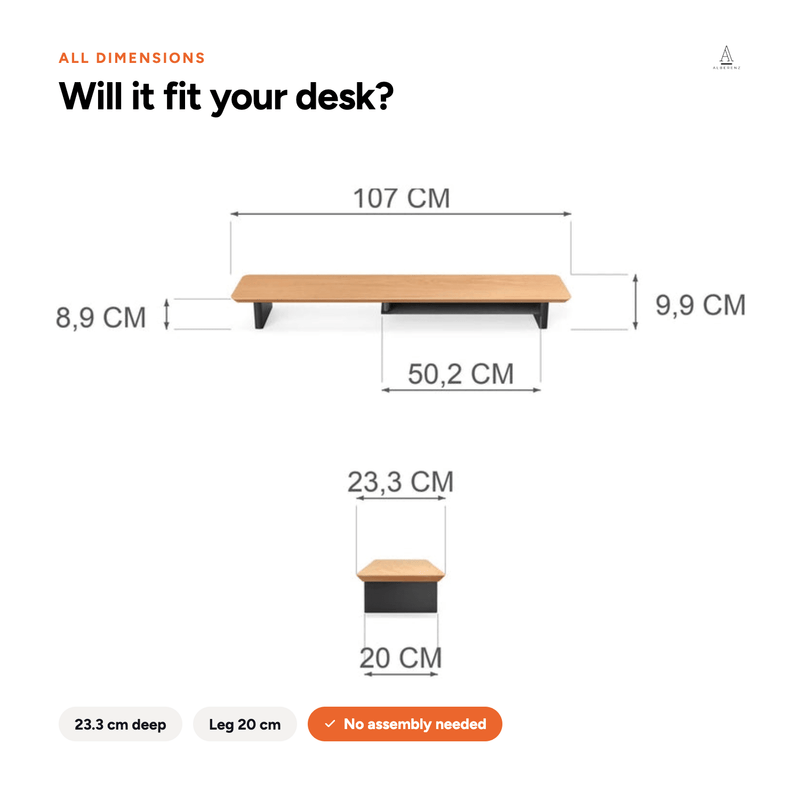 Alberenz® Eiken Houten Monitorverhoger - 2 Monitoren