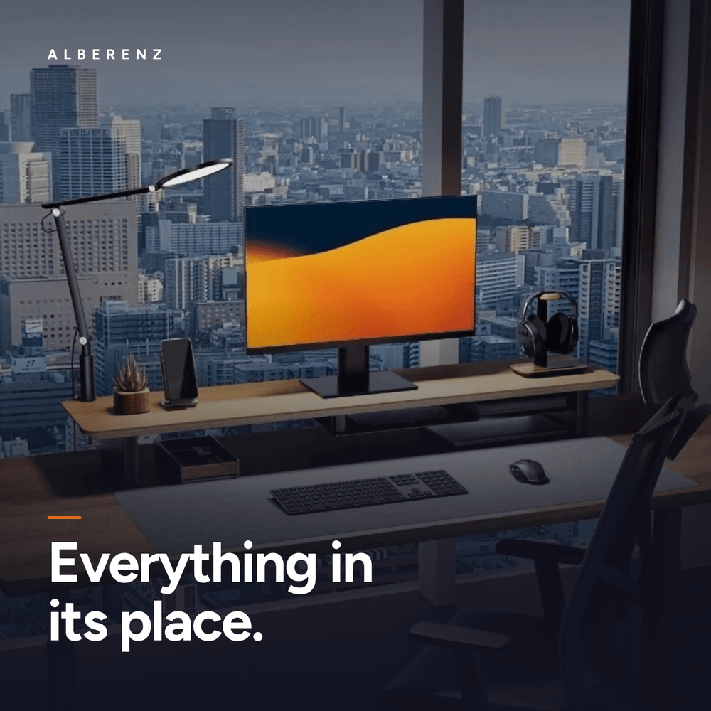 Alberenz® Oak Wooden Monitor Riser - 2 Monitors