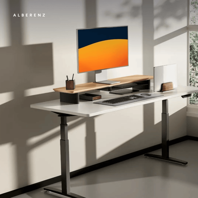 Alberenz® Oak Wooden Monitor Riser - 2 Monitors