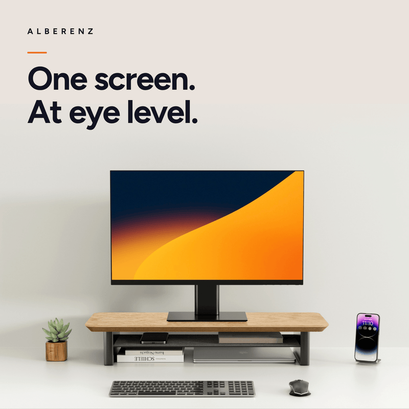 Alberenz® Oak Wooden Monitor Riser - 1 Monitor