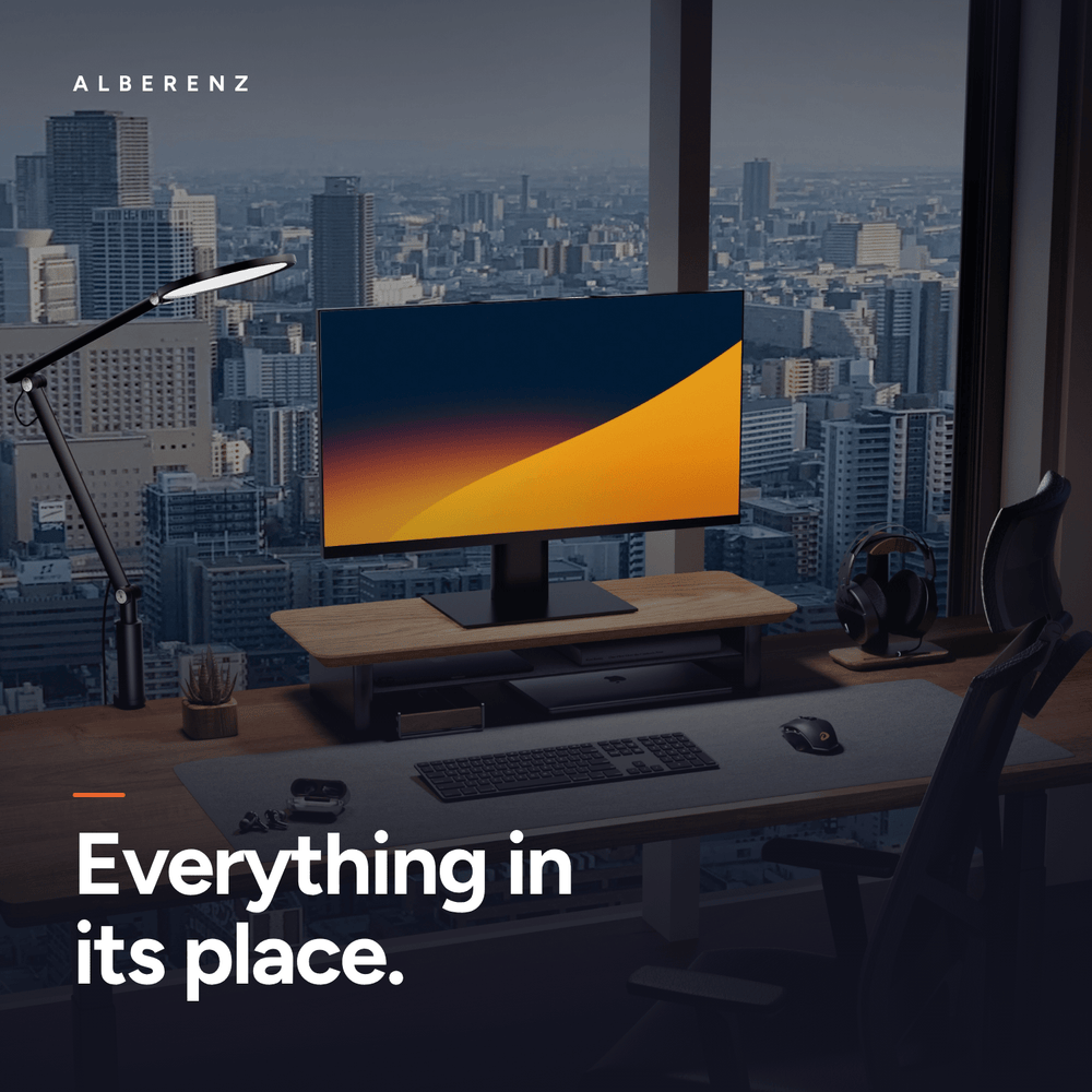 Alberenz® Oak Wooden Monitor Riser - 1 Monitor