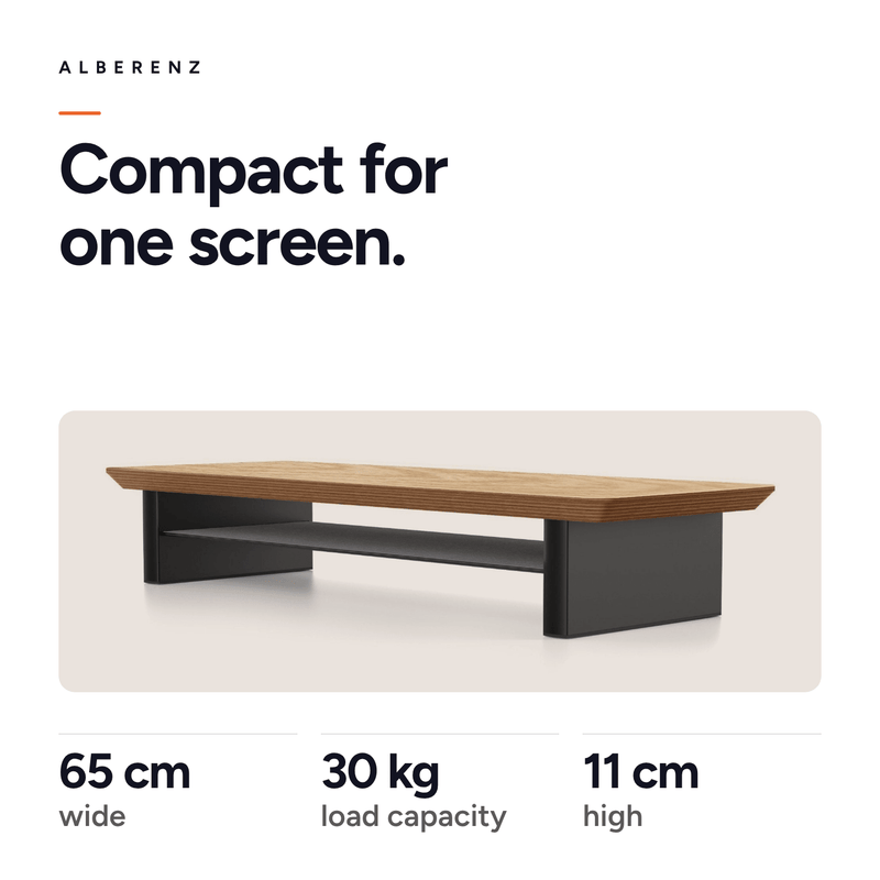 Alberenz® Oak Wooden Monitor Riser - 1 Monitor